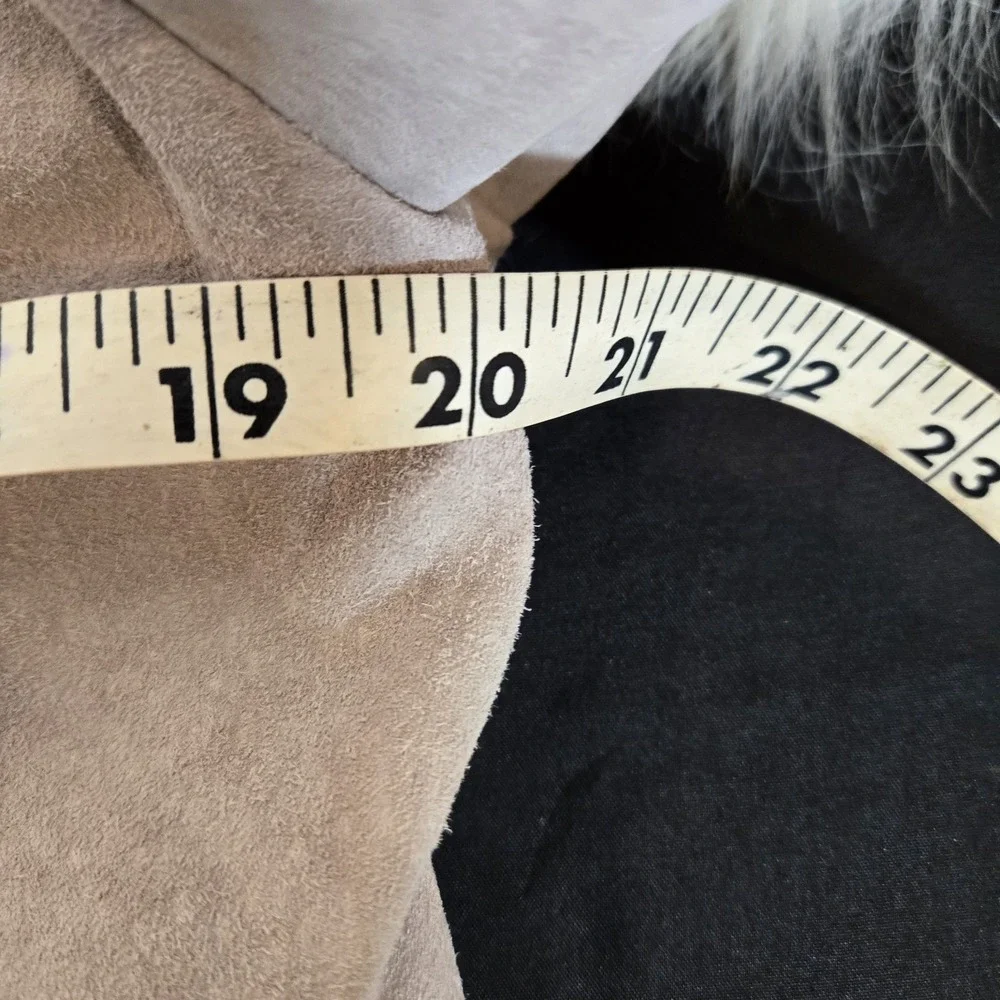 Wilson Leather Maxima Cream And Gray Jacket Suede with Faux Fur Festival